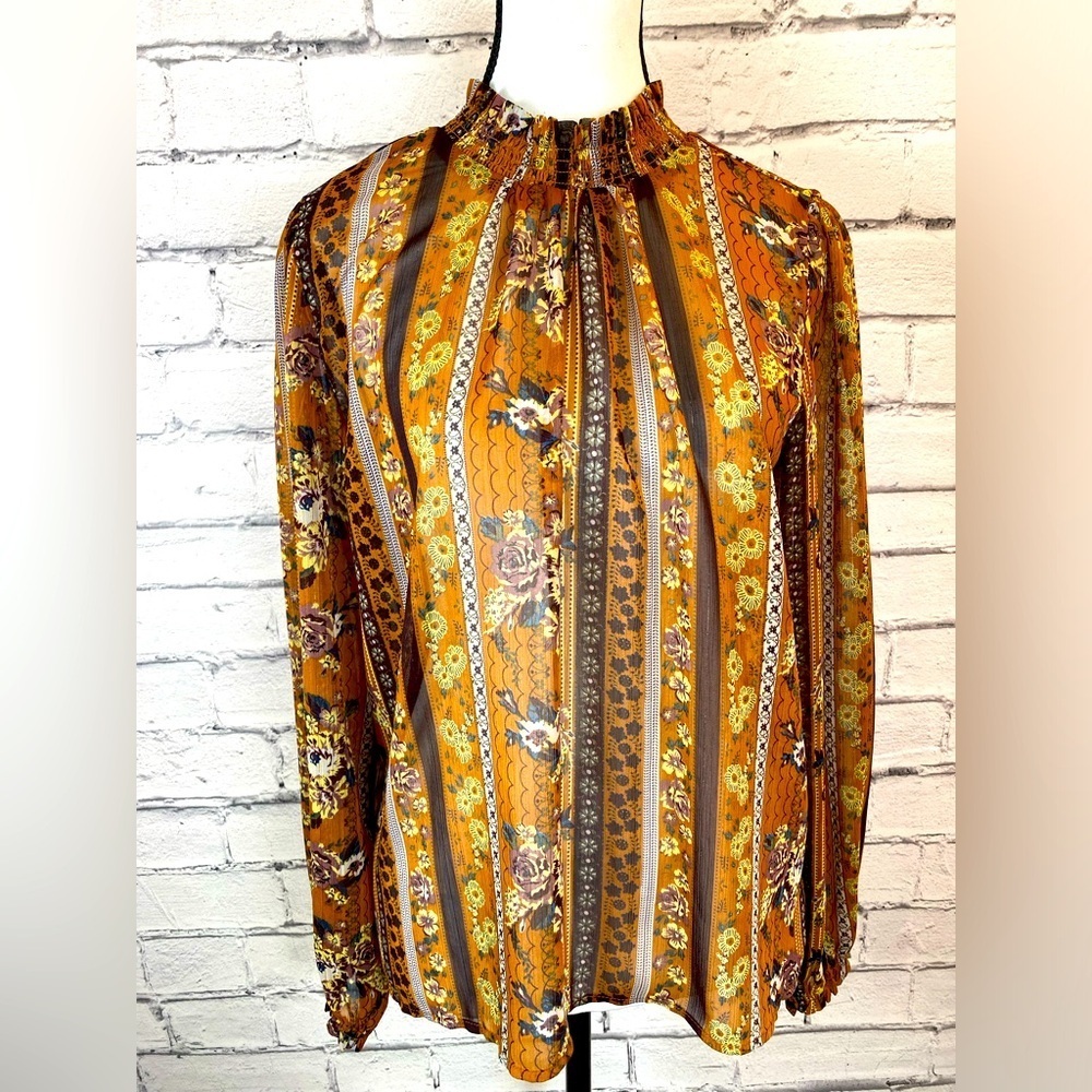 Maurice’s Long Sleeve Floral Boho Blouse Top size Large